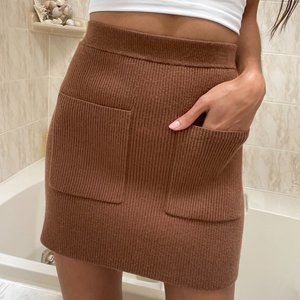 Camel Knit Mini Skirt
